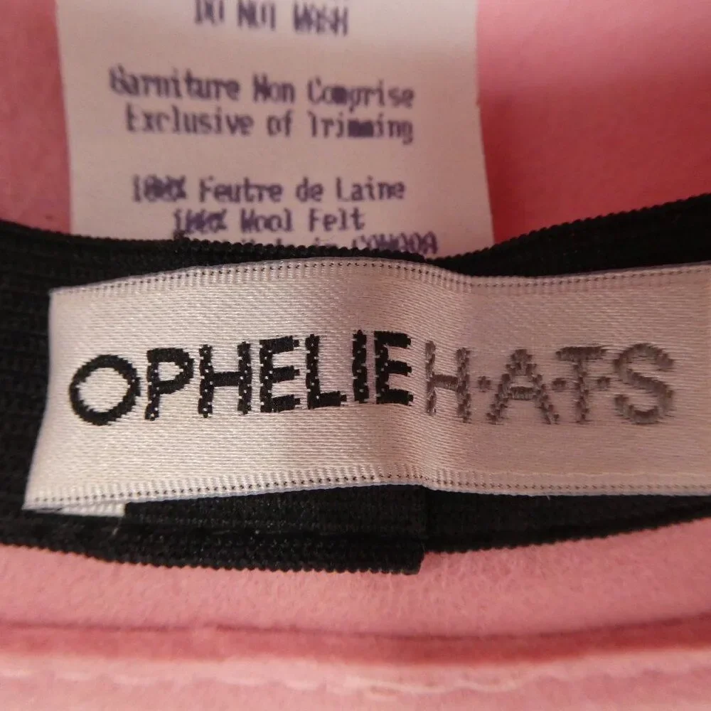 Vintage Ophelie Pink Wool Felt Flower Detail Bucket Cloche‎ Hat